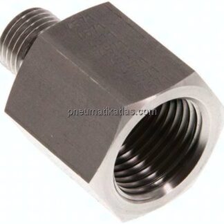 Hydraulik-Reduzierung G 1/4"(AG)-G 1/2"(IG), 1.4571, FKM-Dichtung