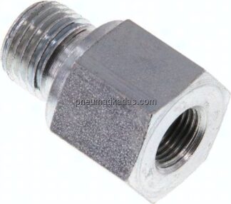 Hydraulik-Reduzierung G 1/4"(AG)-G 1/8"(IG), Stahl verzinkt, NBR-Dichtung