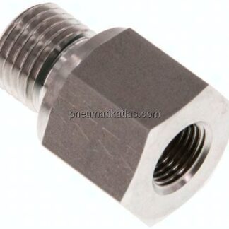 Hydraulik-Reduzierung G 1/8"(AG)-G 1/4"(IG), 1.4571, FKM-Dichtung