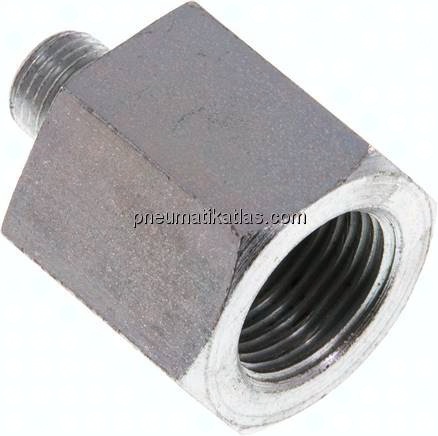 Hydraulik-Reduzierung G 1/8"(AG)-G 3/8"(IG), Stahl verzinkt, NBR-Dichtung