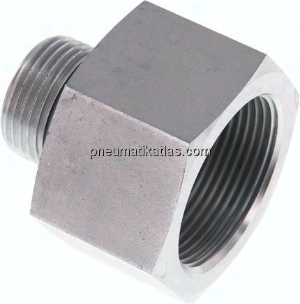 Hydraulik-Reduzierung G 1"(AG)-G 1-1/2"(IG), Stahl verzinkt, NBR-Dichtung