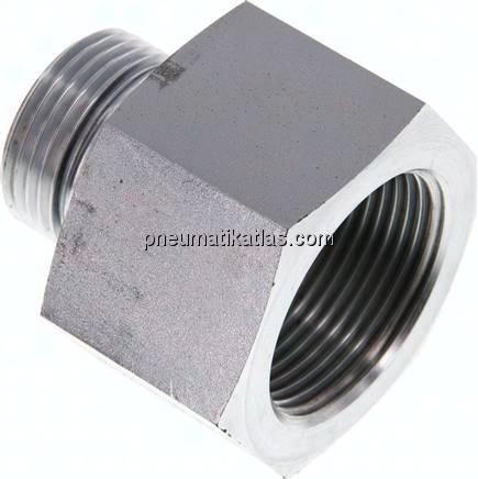 Hydraulik-Reduzierung G 1"(AG)-G 1-1/4"(IG), Stahl verzinkt, NBR-Dichtung