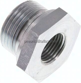 Hydraulik-Reduzierung G 1"(AG)-G 1/2"(IG), Stahl verzinkt, NBR-Dichtung
