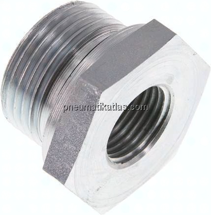 Hydraulik-Reduzierung G 1"(AG)-G 1/2"(IG), Stahl verzinkt, NBR-Dichtung