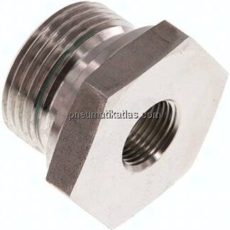 Hydraulik-Reduzierung G 1"(AG)-G 3/8"(IG), 1.4571, FKM-Dichtung