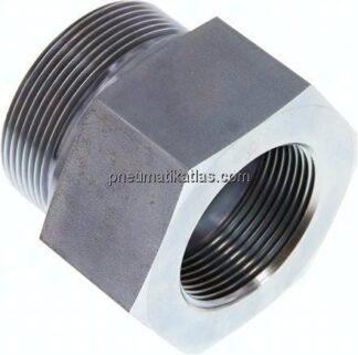 Hydraulik-Reduzierung G 2"(AG)-G 1-1/2"(IG), Stahl verzinkt, ohne Elastomerdichtung