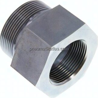 Hydraulik-Reduzierung G 2"(AG)-G 1-1/2"(IG), Stahl verzinkt, ohne Elastomerdichtung