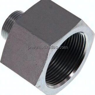 Hydraulik-Reduzierung G 3/4"(AG)-G 1-1/2"(IG), Stahl verzinkt, NBR-Dichtung