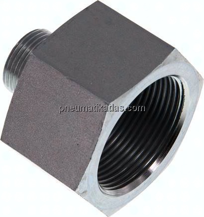 Hydraulik-Reduzierung G 3/4"(AG)-G 1-1/2"(IG), Stahl verzinkt, NBR-Dichtung