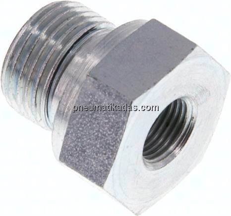 Hydraulik-Reduzierung G 3/8"(AG)-G 1/8"(IG), Stahl verzinkt, NBR-Dichtung