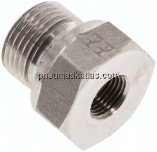 Hydraulik-Reduzierung G 3/8"(AG)-G 1/8"(IG), 1.4571, FKM-Dichtung
