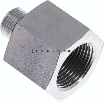 Hydraulik-Reduzierung G 3/8"(AG)-G 3/4"(IG), Stahl verzinkt, NBR-Dichtung