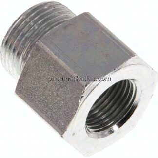 Hydraulik-Reduzierung M 22(AG)-G 3/8"(IG), Stahl verzinkt, ohne Elastomerdichtung