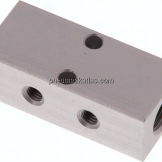 Verteilerleiste 2x G 1/8"-4x M 5, Aluminium eloxiert