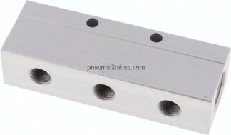 Verteilerleiste 2x G 1/2"-6x G 1/4", Aluminium eloxiert
