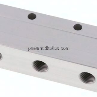 Verteilerleiste 2x G 1/2"-6x G 1/4", Aluminium eloxiert