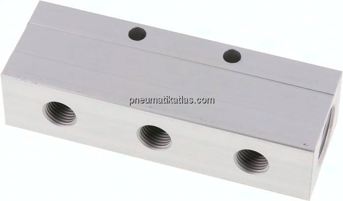 Verteilerleiste 2x G 1/2"-6x G 1/4", Aluminium eloxiert
