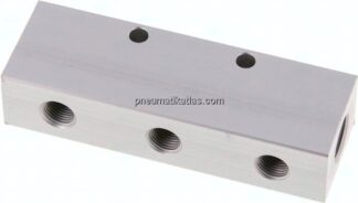Verteilerleiste 2x G 1/4"-6x G 1/8", Aluminium eloxiert
