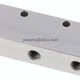 Verteilerleiste 2x G 1/4"-6x G 1/8", Aluminium eloxiert