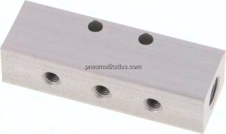 Verteilerleiste 2x G 1/8"-6x M 5, Aluminium eloxiert