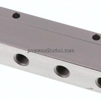 Verteilerleiste 2x G 1/2"-8x G 1/4", Aluminium eloxiert