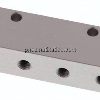 Verteilerleiste 2x G 1/8"-8x M 5, Aluminium eloxiert