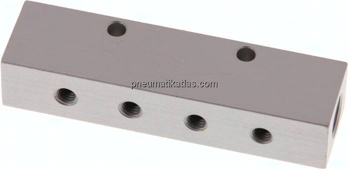 Verteilerleiste 2x G 1/8"-8x M 5, Aluminium eloxiert