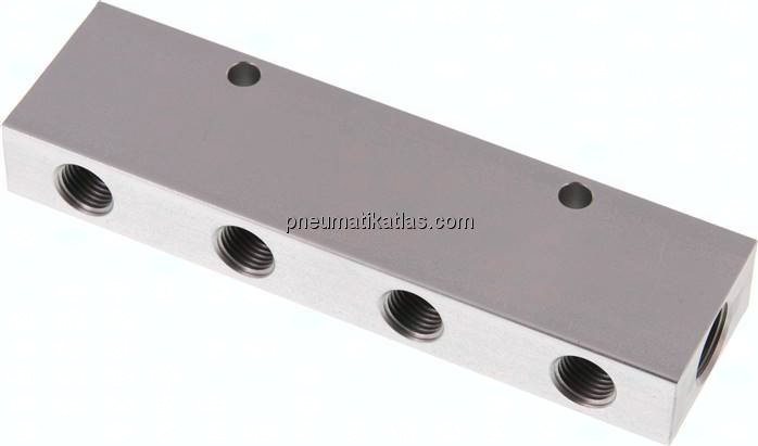 Verteilerleiste 2x G 3/8"-8x G 1/4", Aluminium eloxiert