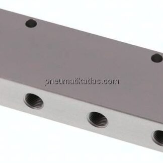 Verteilerleiste 2x G 3/8"-8x G 1/8", Aluminium eloxiert