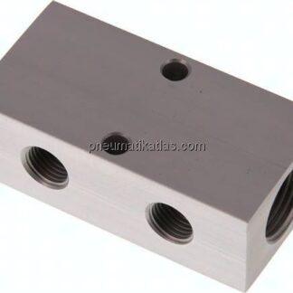 Verteilerleiste 2x G 1/2"-2x G 1/4", Aluminium eloxiert