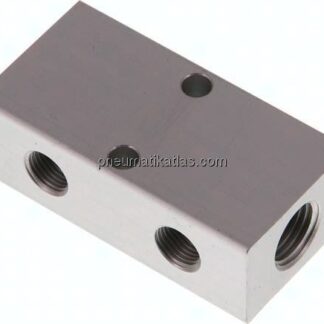 Verteilerleiste 2x G 1/4"-2x G 1/8", Aluminium eloxiert