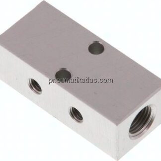 Verteilerleiste 2x G 1/8"-2x M 5, Aluminium eloxiert