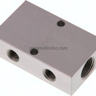 Verteilerleiste 2x G 3/8"-2x G 1/8", Aluminium eloxiert