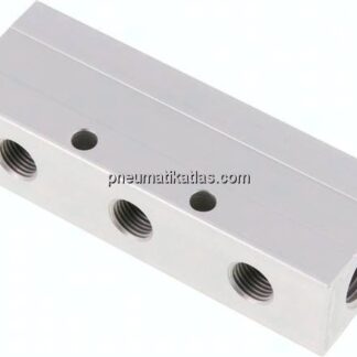Verteilerleiste 2x G 1/2"-3x G 1/4", Aluminium eloxiert