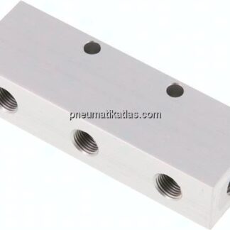 Verteilerleiste 2x G 1/4"-3x G 1/8", Aluminium eloxiert