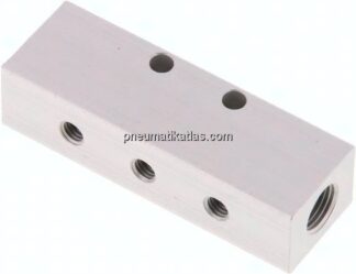 Verteilerleiste 2x G 1/8"-3x M 5, Aluminium eloxiert