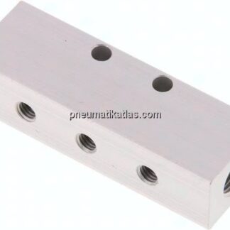 Verteilerleiste 2x G 1/8"-3x M 5, Aluminium eloxiert