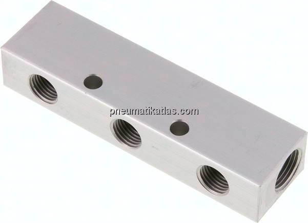 Verteilerleiste 2x G 3/8"-3x G 1/4", Aluminium eloxiert