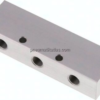 Verteilerleiste 2x G 3/8"-3x G 1/8", Aluminium eloxiert