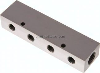 Verteilerleiste 2x G 1/2"-4x G 1/4", Aluminium eloxiert