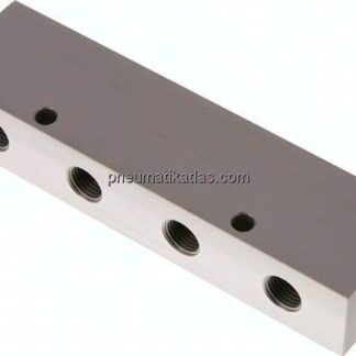 Verteilerleiste 2x G 1/2"-4x G 1/4", Aluminium eloxiert
