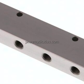 Verteilerleiste 2x G 1/4"-4x G 1/8", Aluminium eloxiert