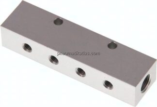 Verteilerleiste 2x G 1/8"-4x M 5, Aluminium eloxiert