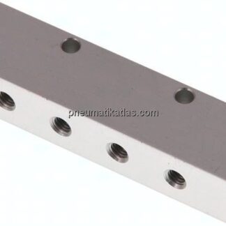 Verteilerleiste 2x G 1/8"-4x M 5, Aluminium eloxiert
