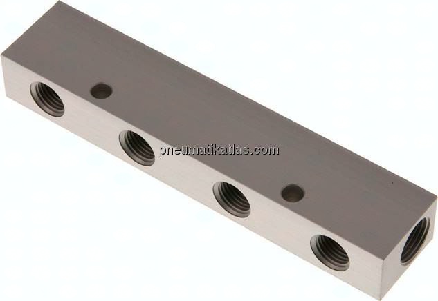 Verteilerleiste 2x G 3/8"-4x G 1/4", Aluminium eloxiert