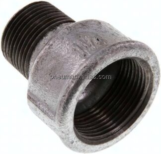 Reduziernippel R 1"(AG)-Rp 1-1/4"(IG), Temperguss verzinkt