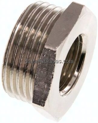 Reduziernippel G 1"(AG)-G 1/2"(IG), Messing vernickelt