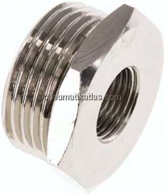 Reduziernippel G 1"(AG)-G 3/8"(IG), Messing vernickelt