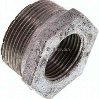 Reduziernippel R 1-1/2"(AG)-Rp 1"(IG), Temperguss verzinkt