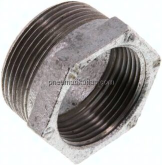 Reduziernippel R 1-1/2"(AG)-Rp 1-1/4"(IG), Temperguss verzinkt